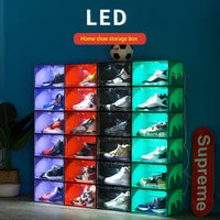 Transparent Plastic Shoe Box with LED Light Sound Control Voice-activated Light